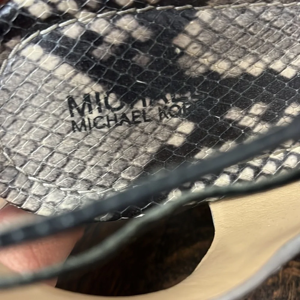 MICHAEL Michael Kors snakeskin printed leather gladiator espadrilles